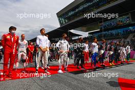 Drivers as the grid observes the national anthem. 04.07.2021. Formula 1 World Championship, Rd 9, Austrian Grand Prix, Spielberg, Austria, Race Day.