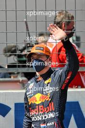 Max Verstappen (NLD) Red Bull Racing celebrates his pole position in qualifying parc ferme. 03.07.2021. Formula 1 World Championship, Rd 9, Austrian Grand Prix, Spielberg, Austria, Qualifying Day.