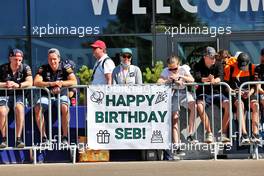 Banner from fans wishing Sebastian Vettel (GER) Aston Martin F1 Team a Happy Birthday. 03.07.2021. Formula 1 World Championship, Rd 9, Austrian Grand Prix, Spielberg, Austria, Qualifying Day.