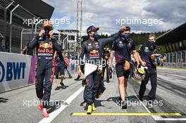 (L to R): Pole sitter Max Verstappen (NLD) Red Bull Racing with third placed team mate Sergio Perez (MEX) Red Bull Racing in qualifying parc ferme. 03.07.2021. Formula 1 World Championship, Rd 9, Austrian Grand Prix, Spielberg, Austria, Qualifying Day.