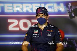 Sergio Perez (MEX) Red Bull Racing in the post qualifying FIA Press Conference. 03.07.2021. Formula 1 World Championship, Rd 9, Austrian Grand Prix, Spielberg, Austria, Qualifying Day.