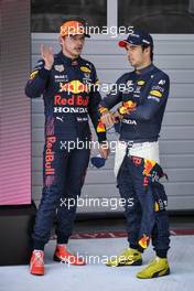 (L to R): Pole sitter Max Verstappen (NLD) Red Bull Racing with third placed team mate Sergio Perez (MEX) Red Bull Racing in qualifying parc ferme. 03.07.2021. Formula 1 World Championship, Rd 9, Austrian Grand Prix, Spielberg, Austria, Qualifying Day.