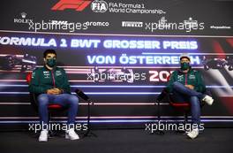 (L to R): Lance Stroll (CDN) Aston Martin F1 Team and Sebastian Vettel (GER) Aston Martin F1 Team in the FIA Press Conference. 01.07.2021. Formula 1 World Championship, Rd 9, Austrian Grand Prix, Spielberg, Austria, Preparation Day.