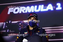 Sergio Perez (MEX) Red Bull Racing in the FIA Press Conference. 01.07.2021. Formula 1 World Championship, Rd 9, Austrian Grand Prix, Spielberg, Austria, Preparation Day.