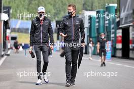 (L to R): Esteban Ocon (FRA) Alpine F1 Team with James Lloyd (GBR) Alpine F1 Team Press Officer. 01.07.2021. Formula 1 World Championship, Rd 9, Austrian Grand Prix, Spielberg, Austria, Preparation Day.
