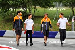 Lando Norris (GBR) McLaren walks the circuit with the team. 01.07.2021. Formula 1 World Championship, Rd 9, Austrian Grand Prix, Spielberg, Austria, Preparation Day.