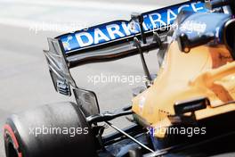 McLaren MCL35M rear wing with dots to measure flexing. 04.06.2021. Formula 1 World Championship, Rd 6, Azerbaijan Grand Prix, Baku Street Circuit, Azerbaijan, Practice Day.