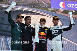 1st place Sergio Perez (MEX) Red Bull Racing RB16B, 2nd place Sebastian Vettel (GER) Aston Martin F1 Team AMR21 and 3rd place Pierre Gasly (FRA) AlphaTauri AT02. 06.06.2021. Formula 1 World Championship, Rd 6, Azerbaijan Grand Prix, Baku Street Circuit, Azerbaijan, Race Day.