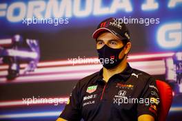 Sergio Perez (MEX) Red Bull Racing in the post race FIA Press Conference. 06.06.2021. Formula 1 World Championship, Rd 6, Azerbaijan Grand Prix, Baku Street Circuit, Azerbaijan, Race Day.