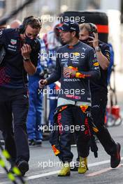 Sergio Perez (MEX) Red Bull Racing in the pits while the race is stopped. 06.06.2021. Formula 1 World Championship, Rd 6, Azerbaijan Grand Prix, Baku Street Circuit, Azerbaijan, Race Day.
