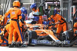 Daniel Ricciardo (AUS) McLaren MCL35M makes a pit stop. 06.06.2021. Formula 1 World Championship, Rd 6, Azerbaijan Grand Prix, Baku Street Circuit, Azerbaijan, Race Day.