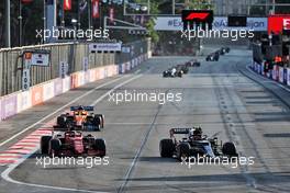(L to R): Charles Leclerc (MON) Ferrari SF-21 and Pierre Gasly (FRA) AlphaTauri AT02 battle for position. 06.06.2021. Formula 1 World Championship, Rd 6, Azerbaijan Grand Prix, Baku Street Circuit, Azerbaijan, Race Day.