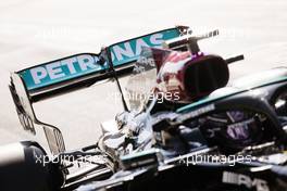 Lewis Hamilton (GBR) Mercedes AMG F1 W12 - rear wing with dots to measure flexing. 05.06.2021. Formula 1 World Championship, Rd 6, Azerbaijan Grand Prix, Baku Street Circuit, Azerbaijan, Qualifying Day.