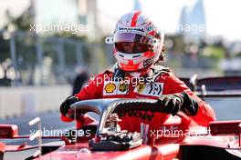 Pole sitter Charles Leclerc (MON) Ferrari SF-21 in qualifying parc ferme. 05.06.2021. Formula 1 World Championship, Rd 6, Azerbaijan Grand Prix, Baku Street Circuit, Azerbaijan, Qualifying Day.