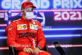 Charles Leclerc (MON) Ferrari in the post qualifying FIA Press Conference. 05.06.2021. Formula 1 World Championship, Rd 6, Azerbaijan Grand Prix, Baku Street Circuit, Azerbaijan, Qualifying Day.
