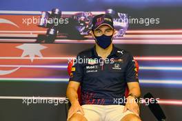 Sergio Perez (MEX) Red Bull Racing in the FIA Press Conference. 03.06.2021. Formula 1 World Championship, Rd 6, Azerbaijan Grand Prix, Baku Street Circuit, Azerbaijan, Preparation Day.