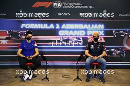 (L to R): Esteban Ocon (FRA) Alpine F1 Team and Max Verstappen (NLD) Red Bull Racing in the FIA Press Conference. 03.06.2021. Formula 1 World Championship, Rd 6, Azerbaijan Grand Prix, Baku Street Circuit, Azerbaijan, Preparation Day.