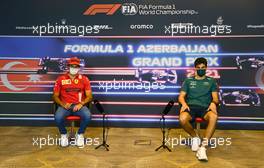 (L to R): Carlos Sainz Jr (ESP) Ferrari and Lance Stroll (CDN) Aston Martin F1 Team in the FIA Press Conference. 03.06.2021. Formula 1 World Championship, Rd 6, Azerbaijan Grand Prix, Baku Street Circuit, Azerbaijan, Preparation Day.