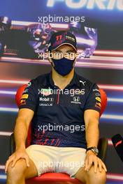 Sergio Perez (MEX) Red Bull Racing in the FIA Press Conference. 03.06.2021. Formula 1 World Championship, Rd 6, Azerbaijan Grand Prix, Baku Street Circuit, Azerbaijan, Preparation Day.