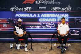 (L to R): Pierre Gasly (FRA) AlphaTauri and Daniel Ricciardo (AUS) McLaren in the FIA Press Conference. 03.06.2021. Formula 1 World Championship, Rd 6, Azerbaijan Grand Prix, Baku Street Circuit, Azerbaijan, Preparation Day.