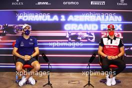 (L to R): Nicholas Latifi (CDN) Williams Racing and Antonio Giovinazzi (ITA) Alfa Romeo Racing in the FIA Press Conference. 03.06.2021. Formula 1 World Championship, Rd 6, Azerbaijan Grand Prix, Baku Street Circuit, Azerbaijan, Preparation Day.