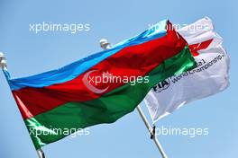 Circuit atmosphere - Azerbaijan and F1 flags. 03.06.2021. Formula 1 World Championship, Rd 6, Azerbaijan Grand Prix, Baku Street Circuit, Azerbaijan, Preparation Day.