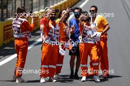 Fernando Alonso (ESP) Alpine F1 Team with marshals on the circuit. 03.06.2021. Formula 1 World Championship, Rd 6, Azerbaijan Grand Prix, Baku Street Circuit, Azerbaijan, Preparation Day.