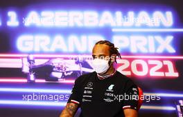 Lewis Hamilton (GBR) Mercedes AMG F1 in the FIA Press Conference. 03.06.2021. Formula 1 World Championship, Rd 6, Azerbaijan Grand Prix, Baku Street Circuit, Azerbaijan, Preparation Day.