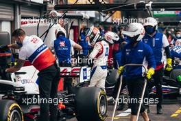 Mick Schumacher (GER) Haas VF-21 in the pits. 27.08.2021. Formula 1 World Championship, Rd 12, Belgian Grand Prix, Spa Francorchamps, Belgium, Practice Day.
