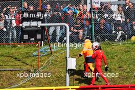 Charles Leclerc (MON) Ferrari crashed in the second practice session. 27.08.2021. Formula 1 World Championship, Rd 12, Belgian Grand Prix, Spa Francorchamps, Belgium, Practice Day.