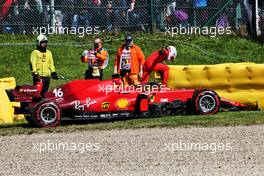 Charles Leclerc (MON) Ferrari SF-21 crashed in the second practice session. 27.08.2021. Formula 1 World Championship, Rd 12, Belgian Grand Prix, Spa Francorchamps, Belgium, Practice Day.