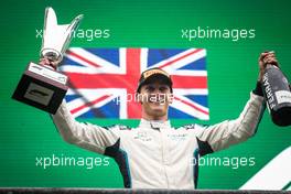 George Russell (GBR) Williams Racing celebrates his second position on the podium. 29.08.2021. Formula 1 World Championship, Rd 12, Belgian Grand Prix, Spa Francorchamps, Belgium, Race Day.