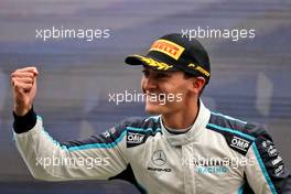 George Russell (GBR) Williams Racing celebrates his second position on the podium. 29.08.2021. Formula 1 World Championship, Rd 12, Belgian Grand Prix, Spa Francorchamps, Belgium, Race Day.
