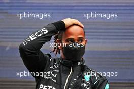 Third placed Lewis Hamilton (GBR) Mercedes AMG F1 on the podium. 29.08.2021. Formula 1 World Championship, Rd 12, Belgian Grand Prix, Spa Francorchamps, Belgium, Race Day.