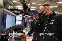 Esteban Ocon (FRA) Alpine F1 Team looks at the weather radar in the pits as the race is suspended. 29.08.2021. Formula 1 World Championship, Rd 12, Belgian Grand Prix, Spa Francorchamps, Belgium, Race Day.