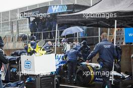 George Russell (GBR) Williams Racing FW43B in the pits as the race is suspended. 29.08.2021. Formula 1 World Championship, Rd 12, Belgian Grand Prix, Spa Francorchamps, Belgium, Race Day.