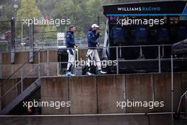 Nicholas Latifi (CDN) Williams Racing and George Russell (GBR) Williams Racing in the pits while the race is stopped. 29.08.2021. Formula 1 World Championship, Rd 12, Belgian Grand Prix, Spa Francorchamps, Belgium, Race Day.
