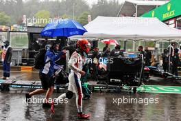 Nikita Mazepin (RUS) Haas F1 Team in the pits as the race is suspended. 29.08.2021. Formula 1 World Championship, Rd 12, Belgian Grand Prix, Spa Francorchamps, Belgium, Race Day.