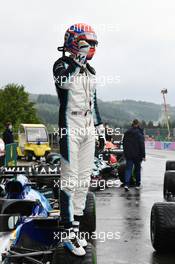 George Russell (GBR) Williams Racing FW43B celebrates his second position in qualifying parc ferme. 28.08.2021. Formula 1 World Championship, Rd 12, Belgian Grand Prix, Spa Francorchamps, Belgium, Qualifying Day.