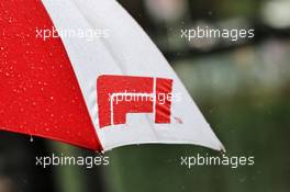 Circuit atmosphere - an F1 umbrella. 28.08.2021. Formula 1 World Championship, Rd 12, Belgian Grand Prix, Spa Francorchamps, Belgium, Qualifying Day.