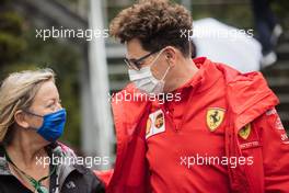 (L to R): Sabine Kehm (GER) Driver Manager with Mattia Binotto (ITA) Ferrari Team Principal. 28.08.2021. Formula 1 World Championship, Rd 12, Belgian Grand Prix, Spa Francorchamps, Belgium, Qualifying Day.