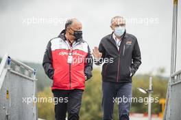 (L to R): Frederic Vasseur (FRA) Alfa Romeo Racing Team Principal with Stefano Domenicali (ITA) Formula One President and CEO. 28.08.2021. Formula 1 World Championship, Rd 12, Belgian Grand Prix, Spa Francorchamps, Belgium, Qualifying Day.
