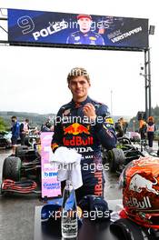 Max Verstappen (NLD) Red Bull Racing celebrates his pole position in qualifying parc ferme. 28.08.2021. Formula 1 World Championship, Rd 12, Belgian Grand Prix, Spa Francorchamps, Belgium, Qualifying Day.