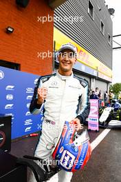 George Russell (GBR) Williams Racing celebrates his second position in qualifying parc ferme. 28.08.2021. Formula 1 World Championship, Rd 12, Belgian Grand Prix, Spa Francorchamps, Belgium, Qualifying Day.