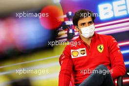 Carlos Sainz Jr (ESP) Ferrari in the FIA Press Conference. 26.08.2021. Formula 1 World Championship, Rd 12, Belgian Grand Prix, Spa Francorchamps, Belgium, Preparation Day.