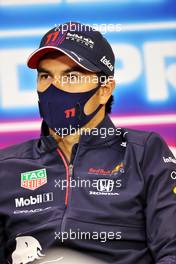 Sergio Perez (MEX) Red Bull Racing in the FIA Press Conference. 26.08.2021. Formula 1 World Championship, Rd 12, Belgian Grand Prix, Spa Francorchamps, Belgium, Preparation Day.