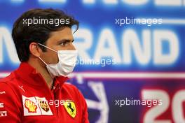 Carlos Sainz Jr (ESP) Ferrari in the FIA Press Conference. 26.08.2021. Formula 1 World Championship, Rd 12, Belgian Grand Prix, Spa Francorchamps, Belgium, Preparation Day.