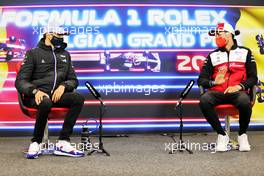 (L to R): Esteban Ocon (FRA) Alpine F1 Team and Antonio Giovinazzi (ITA) Alfa Romeo Racing in the FIA Press Conference. 26.08.2021. Formula 1 World Championship, Rd 12, Belgian Grand Prix, Spa Francorchamps, Belgium, Preparation Day.