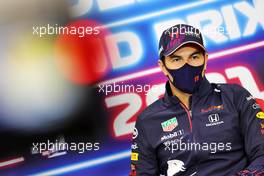 Sergio Perez (MEX) Red Bull Racing in the FIA Press Conference. 26.08.2021. Formula 1 World Championship, Rd 12, Belgian Grand Prix, Spa Francorchamps, Belgium, Preparation Day.