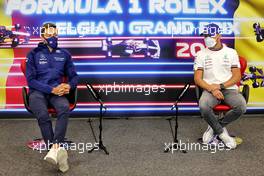 (L to R): George Russell (GBR) Williams Racing and Valtteri Bottas (FIN) Mercedes AMG F1 in the FIA Press Conference. 26.08.2021. Formula 1 World Championship, Rd 12, Belgian Grand Prix, Spa Francorchamps, Belgium, Preparation Day.